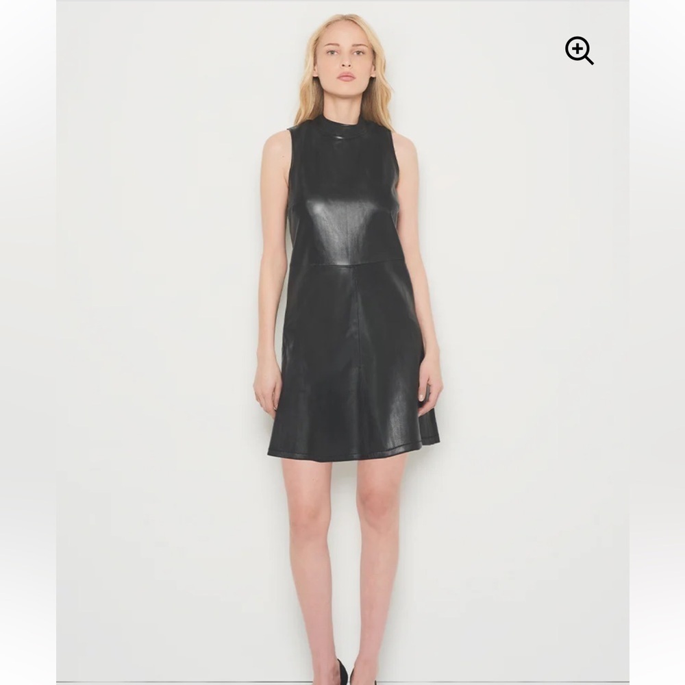 AS by DF Crawford 100% Upcycled Leather Black Sleeveless A Line Dress Size Small